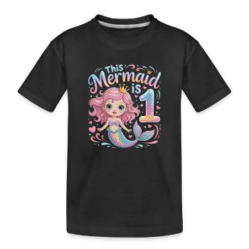 Mermaid 1st Birthday 1 Year - Kids' Premium Organic T-Shirt - black - Front