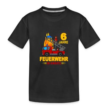 Feuerwehr 6 Jahre im Einsatz - Kinder Premium Bio T-Shirt - Schwarz - Vorne