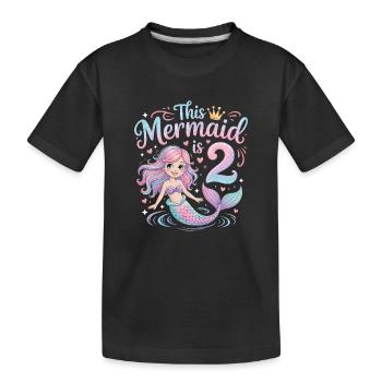 Meerjungfrau 2. Geburtstag 2 Jahre - Kinder Premium Bio T-Shirt - Schwarz - Vorne