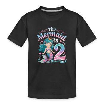 Meerjungfrau 2. Geburtstag 2 Jahre - Kinder Premium Bio T-Shirt - Schwarz - Vorne