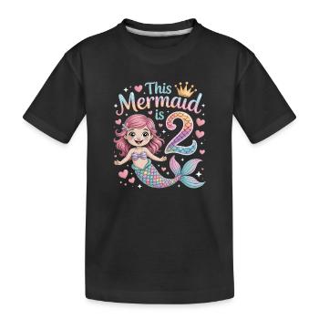 Meerjungfrau 2. Geburtstag 2 Jahre - Kinder Premium Bio T-Shirt - Schwarz - Vorne