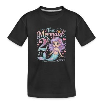 Meerjungfrau 2. Geburtstag 2 Jahre - Kinder Premium Bio T-Shirt - Schwarz - Vorne