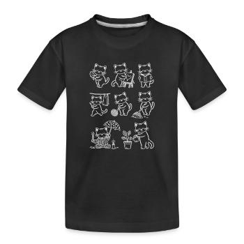 Croquis à la craie de chats - T-shirt bio Premium Enfant - noir - Devant