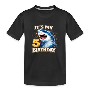 C’EST MON 5E ANNIVERSAIRE Anniversaire de Shark - T-shirt bio Premium Enfant - noir - Devant