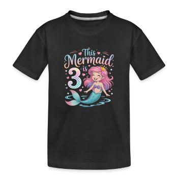 Mermaid 3rd Birthday 3 Years - Kids' Premium Organic T-Shirt - black - Front