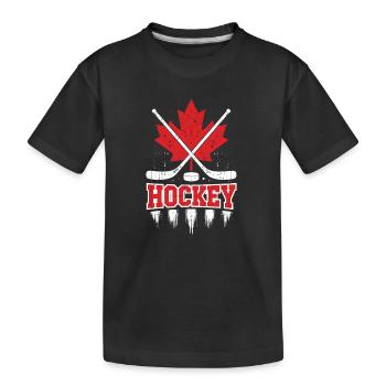 Hockey Maple Crosslogo - Kinder Premium Bio T-Shirt - Schwarz - Vorne