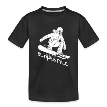 Slopestyle Snowboard Action Geschenk - Kinder Premium Bio T-Shirt - Schwarz - Vorne
