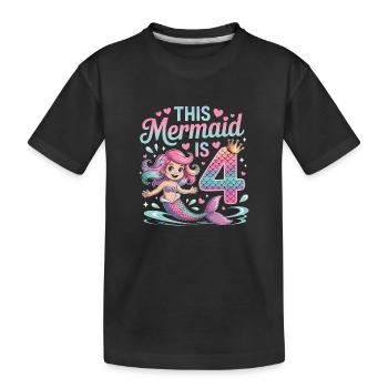 Meerjungfrau 4. Geburtstag 4 Jahre - Kinder Premium Bio T-Shirt - Schwarz - Vorne