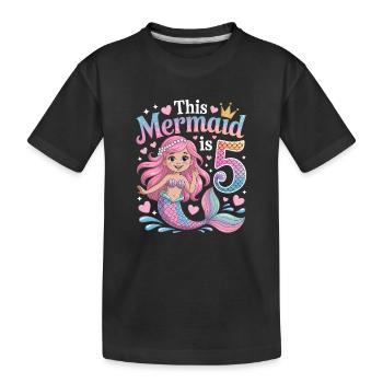 5e anniversaire de la Sirène 5 ans - T-shirt bio Premium Enfant - noir - Devant