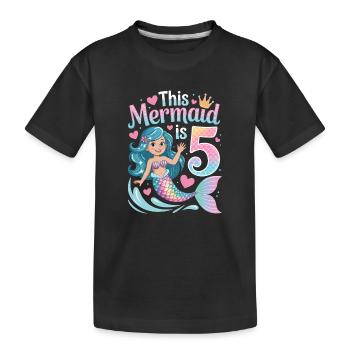 5e anniversaire de la Sirène 5 ans - T-shirt bio Premium Enfant - noir - Devant