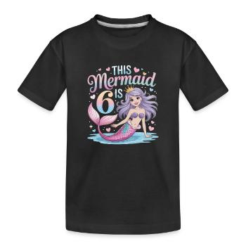 6e anniversaire de la sirène 6 ans - T-shirt bio Premium Enfant - noir - Devant