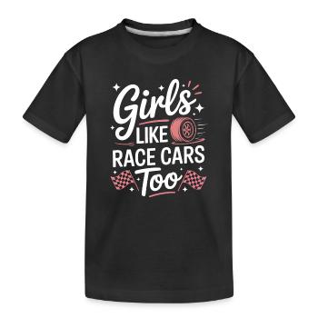 Autorennen Sprüche Mädchen Rennwagen Geschenk - Kinder Premium Bio T-Shirt - Schwarz - Vorne