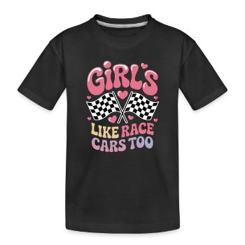 Autorennen Sprüche Mädchen Rennwagen Geschenk  - Kinder Premium Bio T-Shirt - Schwarz - Vorne