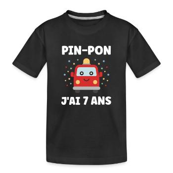 PIN-PON glückliches Auto 7 Jahre alt - Kinder Premium Bio T-Shirt - Schwarz - Vorne
