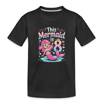 Meerjungfrau 8. Geburtstag 8 Jahre - Kinder Premium Bio T-Shirt - Schwarz - Vorne