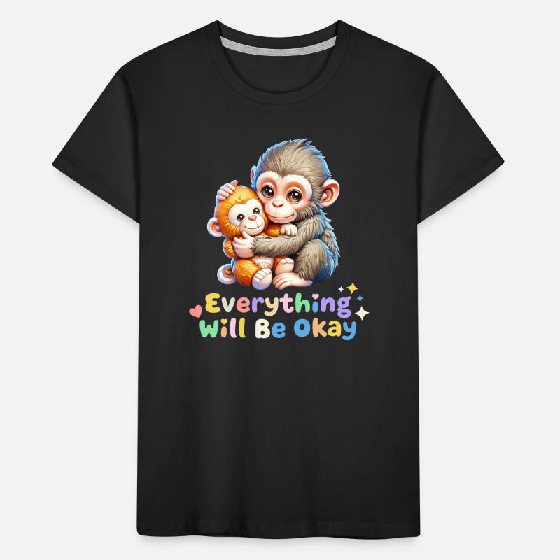 Everything Will Be Okay Monkey Duo Kids' Premium Organic T-Shirt