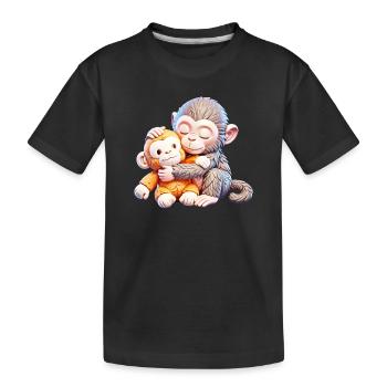 Cuddle Monkeys Embrace - Kids' Premium Organic T-Shirt - black - Front