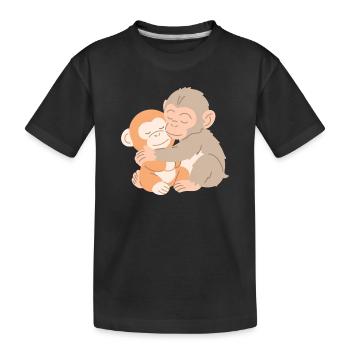 Hugging Monkeys Embrace - Kids' Premium Organic T-Shirt - black - Front