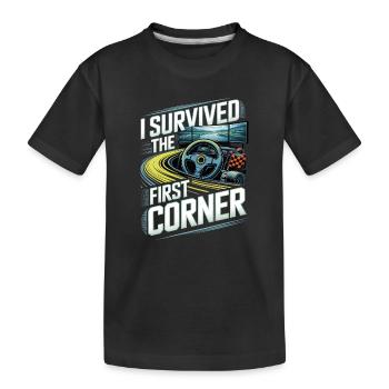 Ich habe die erste Kurve überlebt - Kinder Premium Bio T-Shirt - Schwarz - Vorne