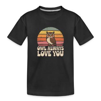 Eulen Owl Always Love You Liebe Valentinstag Eule - Kinder Premium Bio T-Shirt - Schwarz - Vorne