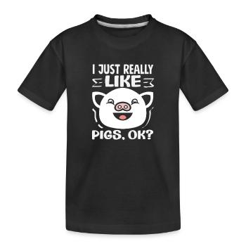 J’aime vraiment les cochons. OK. Beau visage. - T-shirt bio Premium Enfant - noir - Devant