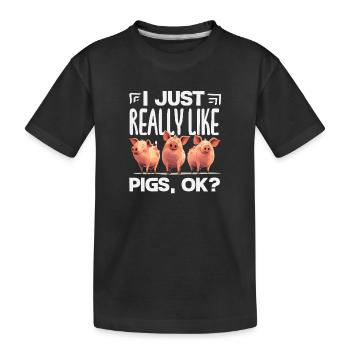 J’aime vraiment les cochons. OK. Trois porcelets - T-shirt bio Premium Enfant - noir - Devant