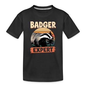 Funny Animal Badger - Kids' Premium Organic T-Shirt - black - Front