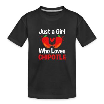 Scharf Chipotle Chilli Chilischote Jalapeno Chili - Kinder Premium Bio T-Shirt - Schwarz - Vorne