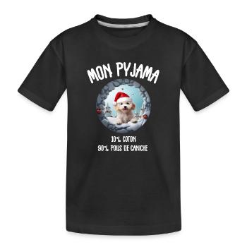 Pyjama Chien Caniche Humour Noel - T-shirt bio Premium Enfant - noir - Devant