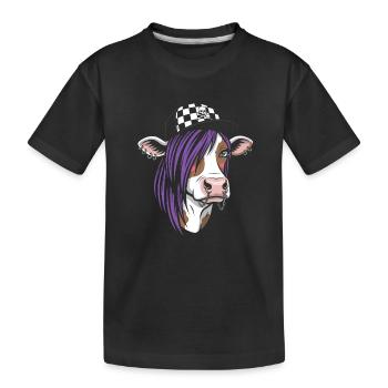 Vache punk aux cheveux violets - T-shirt bio Premium Enfant - noir - Devant