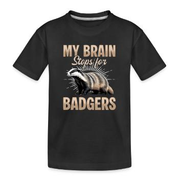 Funny Animal Badger - Kids' Premium Organic T-Shirt - black - Front