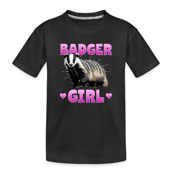 Funny Animal Badger - Kids' Premium Organic T-Shirt - black - Front
