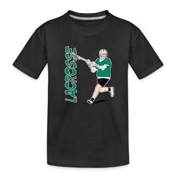Silhouette de joueur vert de lacrosse avec raquette - T-shirt bio Premium Enfant - noir - Devant