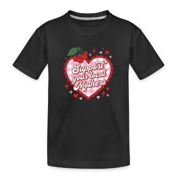 Unterstütze lokale Mütter Herzdesign - Kinder Premium Bio T-Shirt - Schwarz - Vorne
