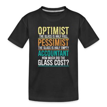 optimiste Le verre est à moitié plein pessimiste - T-shirt bio Premium Enfant - noir - Devant