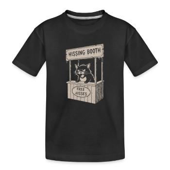 Cat stand in the Hissing Booth - Kids' Premium Organic T-Shirt - black - Front