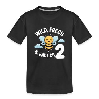 Bienchen Endlich 2 Jahre Mädchen Geburtstagsmotiv - Kinder Premium Bio T-Shirt - Schwarz - Vorne