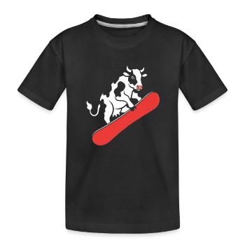 Kuh auf Skateboard - Kinder Premium Bio T-Shirt - Schwarz - Vorne