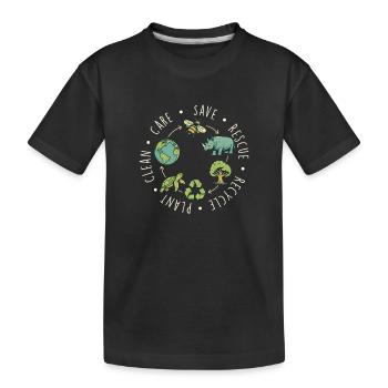Speichern Retten Recyceln Anlage Saubere Pflege - Kinder Premium Bio T-Shirt - Schwarz - Vorne