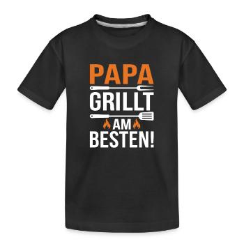 Papa Grillt Am Besten - Kinder Premium Bio T-Shirt - Schwarz - Vorne