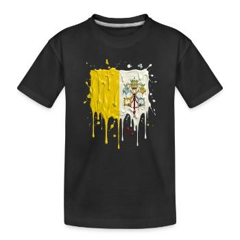 Vatikans Gelb-Weiß Farbsplit - Kinder Premium Bio T-Shirt - Schwarz - Vorne