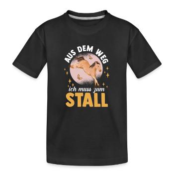 Reiten Pferdeliebhaber Reiterhof Pferde - Kinder Premium Bio T-Shirt - Schwarz - Vorne
