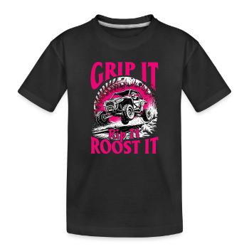 UTV Off Road Girl Woman 4 Wheeler Side by side - Kinder Premium Bio T-Shirt - Schwarz - Vorne
