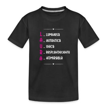 Laura: Personalisierter Name - Kinder Premium Bio T-Shirt - Schwarz - Vorne