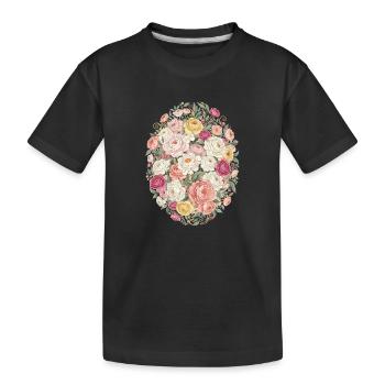 Pastel Blossom Oval Rose Bouquet - Kids' Premium Organic T-Shirt - black - Front