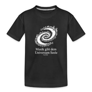Musik gibt dem Universum Seele Noten Milchstraße - Kinder Premium Bio T-Shirt - Schwarz - Vorne