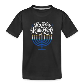 Happy Hanukkah Menorah  - Kids' Premium Organic T-Shirt - black - Front