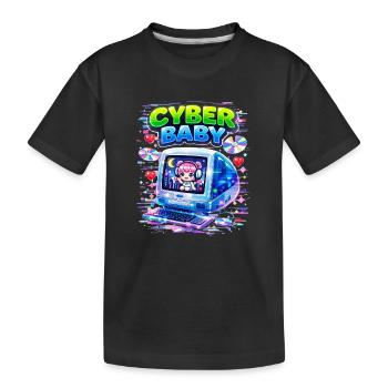 Cyber Baby Pixelart mit Y2K-Ästhetik. - Kinder Premium Bio T-Shirt - Schwarz - Vorne