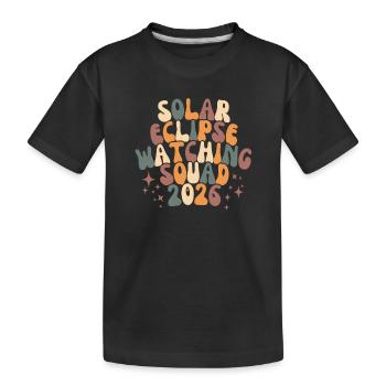 Total Solar Eclipse Iceland 2026 Reykjavik Vintage - Kids' Premium Organic T-Shirt - black - Front