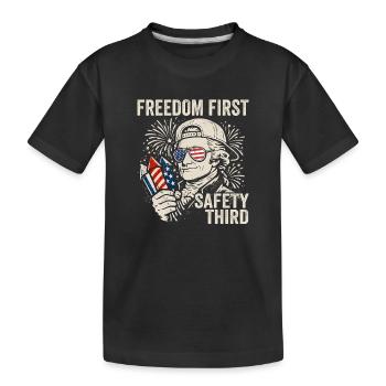 Freedom First, Security Third, Ham - Kids' Premium Organic T-Shirt - black - Front